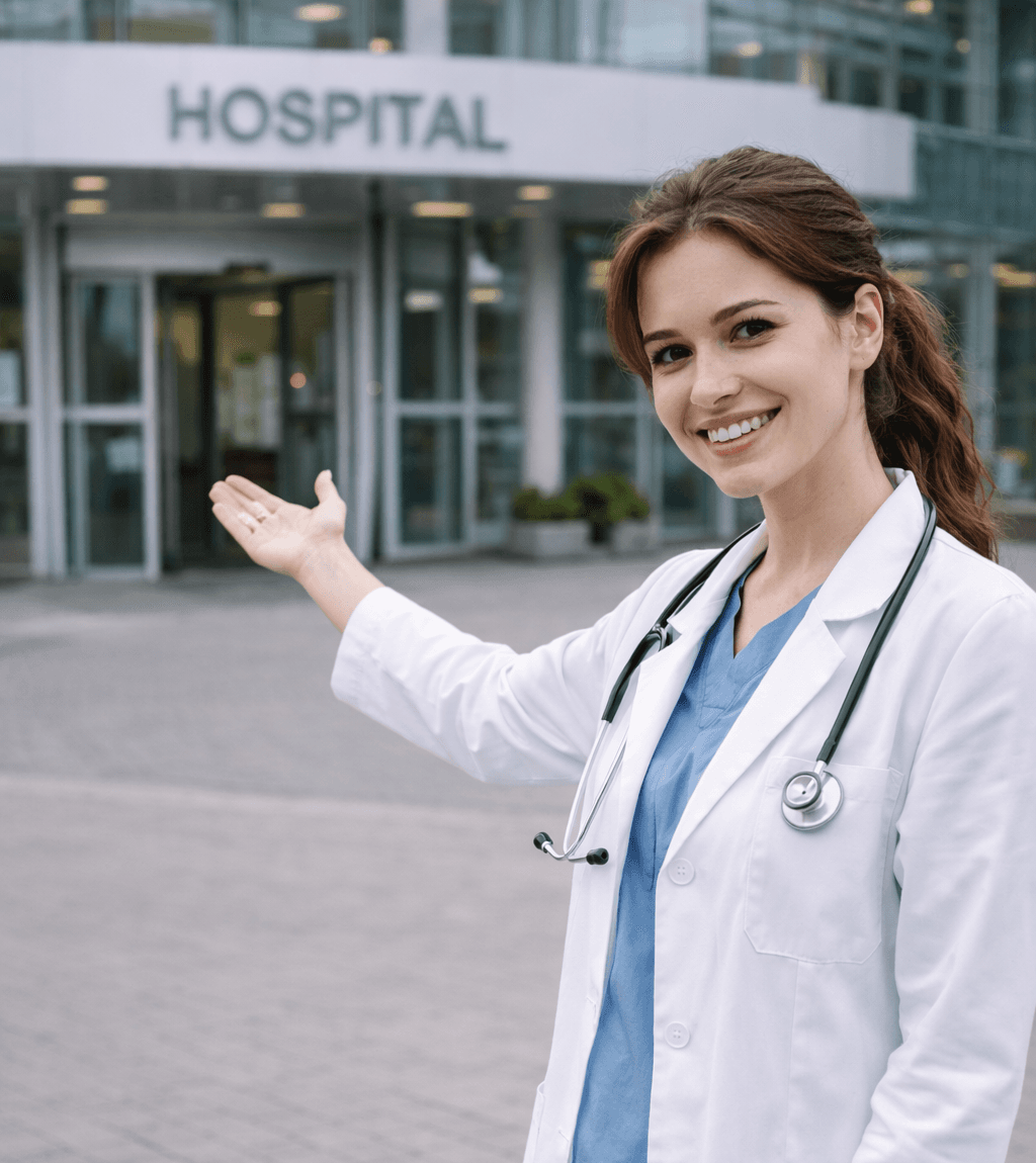 Ilustración de una chica invitando a entrar